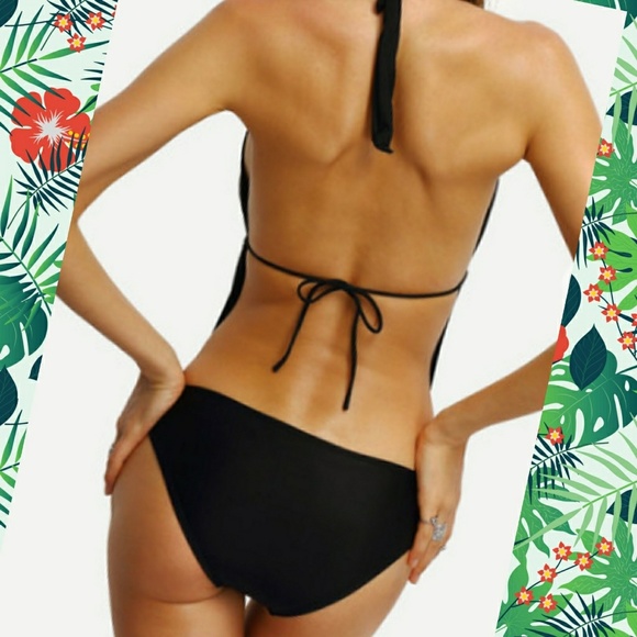 Deep Plunge Halter Monokini Swim Suit - Picture 3 of 6